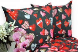 Pościel z kory rozmiar 160x200 kochające serce grafitowe tło 3287 Kobi