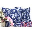 Pościel z kory rozmiar 140x200 białe kwiaty na granatowym tle 2136w KOBI