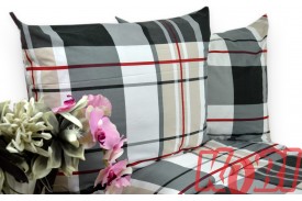 Pościel bawełna 100% rozmiar 180x200 krata kremowo-czerwona 3424 Kobi