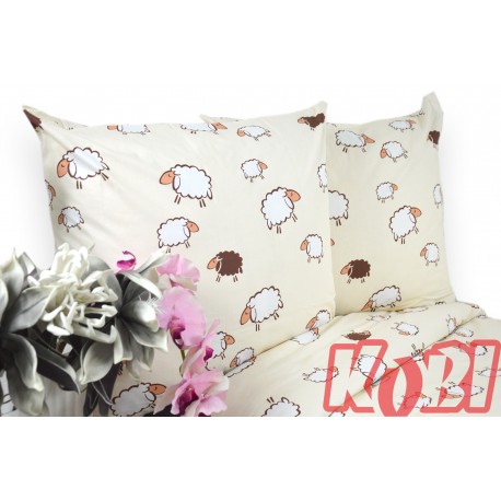 Pościel bawełna 100% rozmiar 140x200 baranki ecru 1056 Kobi