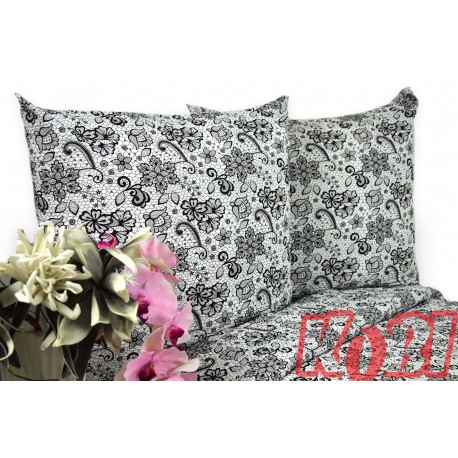 Pościel z kory rozmiar 140x200 Popielate kwiaty 3482 KOBI