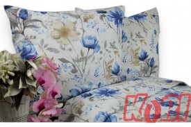 Pościel bawełna 100% rozmiar 140x200 błękitny kwiat 3503w Kobi