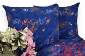 Pościel z kory rozmiar 160x200 liście na granatowe tło 3510 Kobi