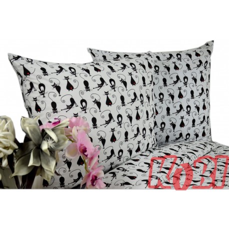 Pościel bawełna 100% rozmiar 160x200 czarne koty Kobi