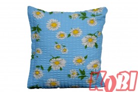 Poszewka z kory rozmiar 40x40 Stokrotki niebieskie tło 0876 KOBI