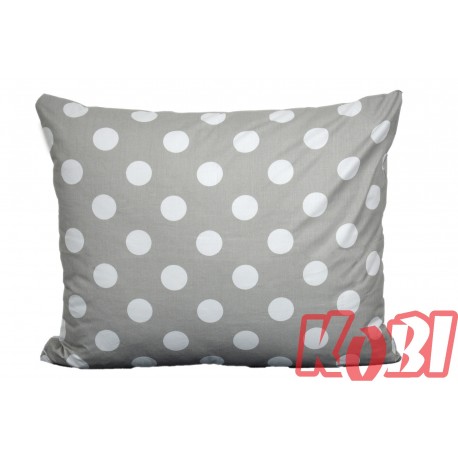 Poszewka bawełniana rozmiar 50x60 Białe kropki szare tło 3495 Kobi