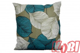 Poszewka bawełniana rozmiar 40x40 Liście biały-turkus 3504 Kobi