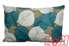 Poszewka bawełniana rozmiar 40x60 Liście biały-turkus 3504 Kobi