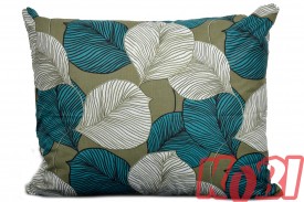 Poszewka bawełniana rozmiar 50x60 Liście biały turkus 3504 Kobi