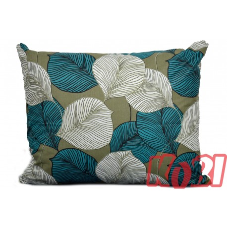 Poszewka bawełniana rozmiar 50x60 Liście biały turkus 3504 Kobi