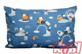 Poszewka bawełniana rozmiar 40x60 Niebieska tęcza i koparki D81 Kobi