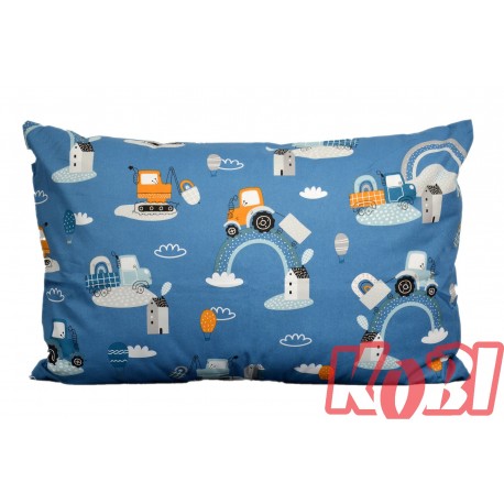 Poszewka bawełniana rozmiar 40x60 Niebieska tęcza i koparki D81 Kobi