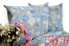 Pościel z kory rozmiar 220x200 błękitne kwiaty 3514 Kobi