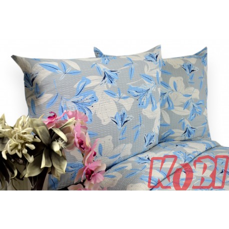 Pościel z kory rozmiar 220x200 błękitne kwiaty 3514 Kobi