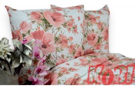 Pościel bawełna 100% rozmiar 140x200 różowe kwiaty 3518w Kobi