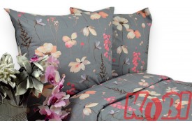 Pościel bawełna 100% rozmiar 140x200 Beżowe kwiaty szare tło 3519w Kobi
