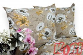 Pościel bawełna 100% rozmiar 160x200 Białe maki beżowe tło 3520 Kobi