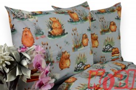 Pościel bawełna 100% rozmiar 160x200 Kapibara szare tło 3521 Kobi