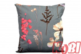 Poszewka bawełniana rozmiar 40x40 Beżowe kwiaty szare tło 3519 Kobi