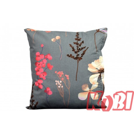 Poszewka bawełniana rozmiar 40x40 Beżowe kwiaty szare tło 3519 Kobi