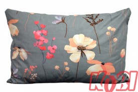 Poszewka bawełniana rozmiar 40x60 Beżowe kwiaty szare tło 3519 Kobi