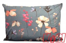 Poszewka bawełniana rozmiar 50x70 Beżowe kwiaty szare tło 3519 Kobi