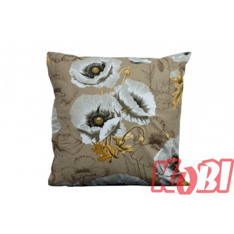 Poszewka bawełniana rozmiar 40x40 Białe maki beżowe tło 3520 Kobi