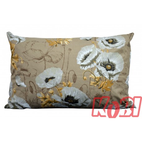 Poszewka bawełniana rozmiar 40x60 Białe maki beżowe tło 3520 Kobi