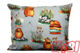 Poszewka bawełniana rozmiar 50x60 Kapibara szare tło 3521 Kobi