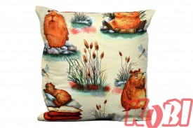 Poszewka bawełniana rozmiar 40x40 Kapibara kremowe tło 3522 Kobi