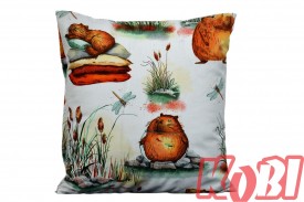 Poszewka bawełniana rozmiar 40x40 Kapibara białe tło 3523 Kobi