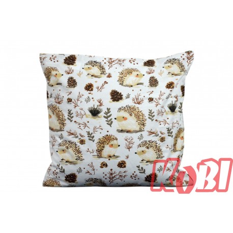 Poszewka bawełniana rozmiar 40x40 Jeżyki i szyszunie D82 Kobi