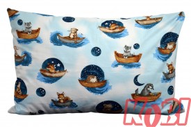 Poszewka bawełniana rozmiar 40x60 Zwierzątka w łodziach nocą D83 Kobi