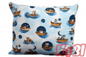 Poszewka bawełniana rozmiar 50x60 Zwierzątka w łodziach nocą D83 Kobi