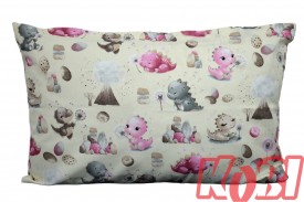 Poszewka bawełniana rozmiar 40x60 Małe dinozaury tło krem D90 Kobi