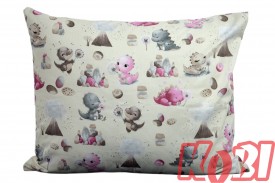 Poszewka bawełniana rozmiar 50x60 Małe dinozaury tło krem D90 Kobi