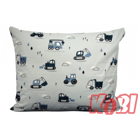 Poszewka bawełniana rozmiar 50x60 Koparka-dźwig-traktor D91 Kobi