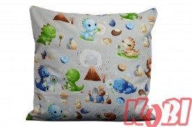 Poszewka bawełniana rozmiar 40x40 małe dinozaury tło szare D92 Kobi