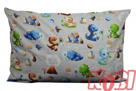 Poszewka bawełniana rozmiar 40x60 Małe dinozaury tło szare D92 Kobi