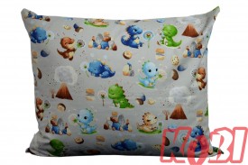 Poszewka bawełniana rozmiar 50x60 Małe dinozaury tło szare D92 Kobi