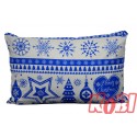 Poszewka bawełniana rozmiar 40x60 świąteczna renifery niebieskie pasy 3524 Kobi