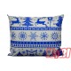 Poszewka bawełniana rozmiar 50x60 świąteczna renifery niebieskie pasy 3524 Kobi