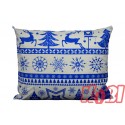 Poszewka bawełniana rozmiar 50x60 świąteczna renifery niebieskie pasy 3524 Kobi