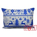 Poszewka bawełniana rozmiar 50x70 świąteczna renifery niebieskie pasy 3524 Kobi