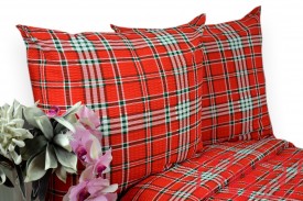 Pościel z kory rozmiar 140x200 Czerwona kratka z zielonym 3486w Kobi