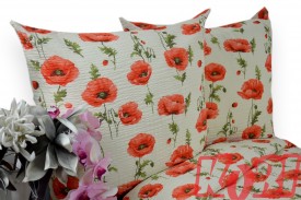 Pościel z kory rozmiar 140x200 Maki tło ecru 3527w Kobi