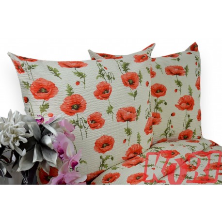 Pościel z kory rozmiar 140x200 Maki tło ecru 3527w Kobi