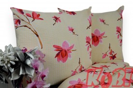 Pościel z kory rozmiar 140x200 Magnolia tło krem 3525w Kobi