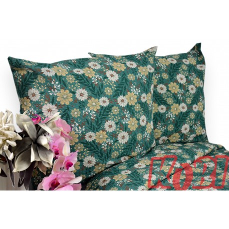 Pościel z kory rozmiar 160x200 Kwiatki zielone tło 3529 Kobi