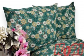 Pościel z kory rozmiar 140x200 Kwiatki zielone tło 3529w Kobi